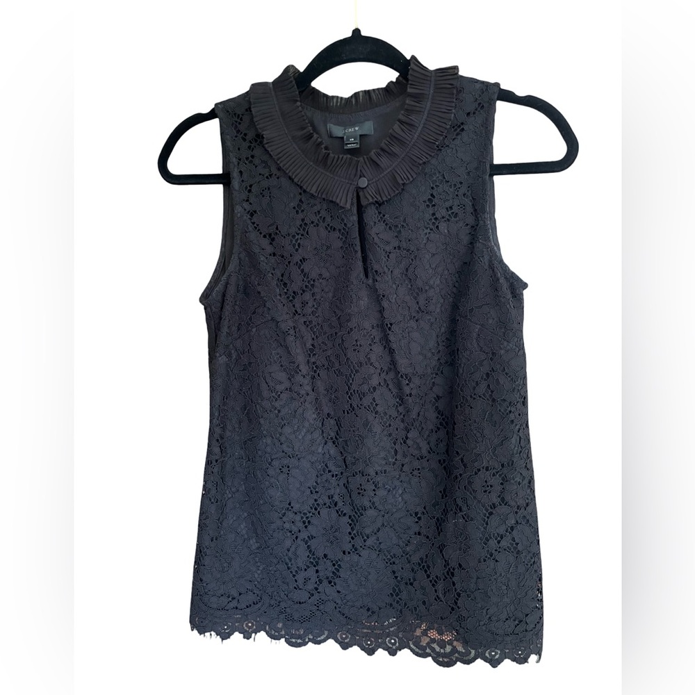 J. Crew Top  Lace Ruffle Collar Sleeveless Blouse size XS